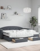 vidaXL Канапе с изтеглящо легло и чекмеджета тъмносиво 90x200см кадифе