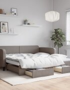vidaXL Канапе с изтеглящо легло и чекмеджета таупе 100x200 см плат
