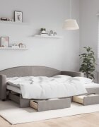 vidaXL Канапе с изтеглящо легло и чекмеджета таупе 90x200 см плат