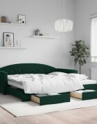 vidaXL Канапе с изтеглящо легло и чекмеджета зелено 100x200 см кадифе