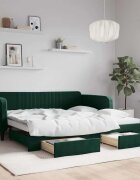 vidaXL Канапе с изтеглящо легло и чекмеджета зелено 100x200 см кадифе