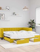 vidaXL Канапе с изтеглящо легло и чекмеджета жълто 100x200 см кадифе