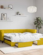 vidaXL Канапе с изтеглящо легло и чекмеджета жълто 100x200 см кадифе