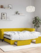 vidaXL Канапе с изтеглящо легло и чекмеджета жълто 100x200 см кадифе