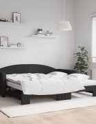 vidaXL Канапе с изтеглящо легло и матрак черно 100x200 см плат