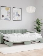 vidaXL Канапе с изтеглящо легло и матрак светлосиво 80x200 см кадифе
