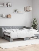 vidaXL Канапе с изтеглящо легло и матрак светлосиво 90x190 см плат