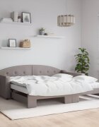 vidaXL Канапе с изтеглящо легло и матрак таупе 100x200 см плат