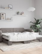 vidaXL Канапе с изтеглящо легло и матрак таупе 80x200 см плат