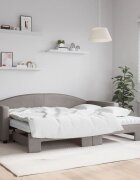 vidaXL Канапе с изтеглящо легло и матрак таупе 90x200 см плат