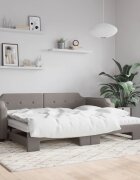 vidaXL Канапе с изтеглящо легло и матрак таупе 90x200 см плат