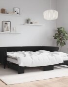 vidaXL Канапе с изтеглящо легло и матраци черно 100x200 см кадифе