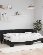 vidaXL Канапе с изтеглящо легло и матраци черно 90x190 см кадифе