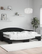 vidaXL Канапе с изтеглящо легло и матраци черно 90x190 см кадифе