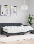 vidaXL Канапе с изтеглящо легло и матраци тъмносиво 80x200 см кадифе