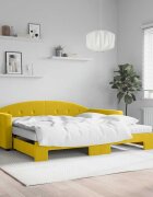 vidaXL Канапе с изтеглящо легло и матраци жълто 100x200 см кадифе
