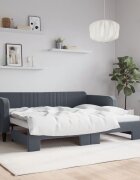 vidaXL Канапе с изтеглящо легло тъмносива 90x200 см кадифе