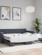 vidaXL Канапе с изтеглящо легло тъмносива 90x200 см кадифе