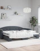 vidaXL Канапе с изтеглящо легло тъмносива 90x200 см кадифе
