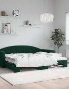 vidaXL Канапе с изтеглящо легло тъмнозелено 90x200 см кадифе