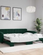 vidaXL Канапе с изтеглящо легло тъмнозелено 90x200 см кадифе