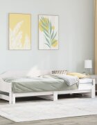 vidaXL Канапе с изтеглящо разтегателно легло бяло 90x200 см бор масив