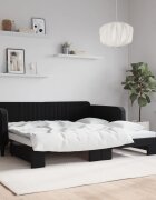 vidaXL Канапе с изтеглящо разтегателно легло черно 100x200 см кадифе