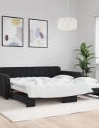 vidaXL Канапе с изтеглящо разтегателно легло черно 100x200 см кадифе