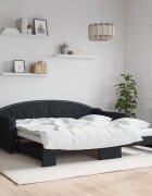 vidaXL Канапе с изтеглящо разтегателно легло черно 100x200 см плат