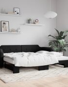 vidaXL Канапе с изтеглящо разтегателно легло черно 100x200 см плат