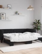 vidaXL Канапе с изтеглящо разтегателно легло черно 90x190 см кадифе