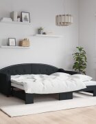 vidaXL Канапе с изтеглящо разтегателно легло черно 90x190 см плат