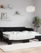 vidaXL Канапе с изтеглящо разтегателно легло черно 90x200 см кадифе