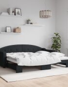 vidaXL Канапе с изтеглящо разтегателно легло черно 90x200 см плат