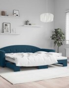 vidaXL Канапе с изтеглящо разтегателно легло синьо 90x200 см кадифе