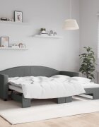 vidaXL Канапе с изтеглящо разтегателно легло тъмносиво 90x190 см плат