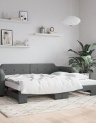 vidaXL Канапе с изтеглящо разтегателно легло тъмносиво 90x200 см плат