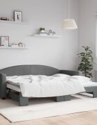 vidaXL Канапе с изтеглящо разтегателно легло тъмносиво 90x200 см плат