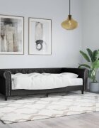 vidaXL Канапе с матрак черно 90x200 см изкуствена кожа