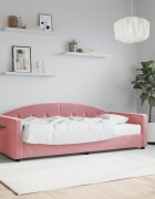 vidaXL Канапе с матрак розово 90x200 см кадифе