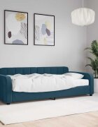 vidaXL Канапе с матрак синьо 90x200 см кадифе
