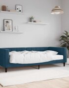vidaXL Канапе с матрак синьо 90x200 см кадифе