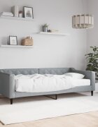 vidaXL Канапе с матрак светлосиво 90x200 см плат
