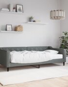 vidaXL Канапе с матрак тъмносиво 90x200 см плат