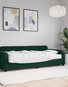 vidaXL Канапе с матрак тъмнозелено 90x200 см кадифе