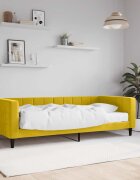 vidaXL Канапе с матрак жълто 90x200 см кадифе