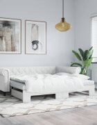 vidaXL Канапе с походно легло бяло 90x200 см изкуствена кожа