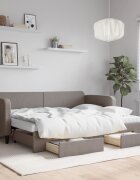 vidaXL Канапе с походно легло и чекмеджета таупе 80x200 см плат