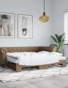vidaXL Канапе с походно легло и матрак 90x200 см изкуствена кожа
