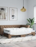 vidaXL Канапе с походно легло капучино 90x200 см изкуствена кожа